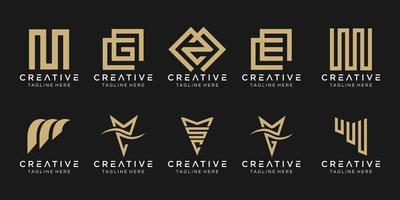 uppsättning abstrakt monogram bokstaven m logotyp mall. ikoner för affärer av mode, sport, lyx. vektor