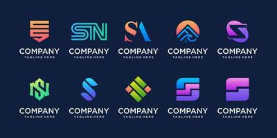 uppsättning samling första bokstaven s ss logotyp mall. ikoner för företag inom mode, sport, fordon, digital teknik. vektor
