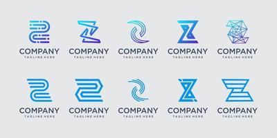 uppsättning samling första bokstaven z logotyp formgivningsmall. ikoner för företag inom mode, digital, teknik. vektor