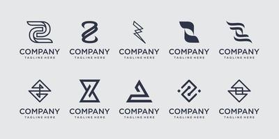 uppsättning samling första bokstaven z logotyp formgivningsmall. ikoner för företag inom mode, sport, fordon. vektor