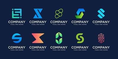 uppsättning samling första bokstaven s ss logotyp formgivningsmall. ikoner för företag inom mode, sport, fordon, digital teknik. vektor