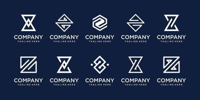 uppsättning samling första bokstaven z logotyp formgivningsmall. ikoner för affärer av mode, sport, teknik. vektor