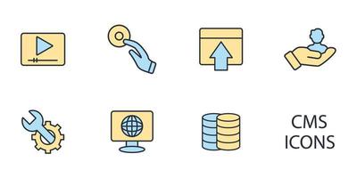 cms-Symbole gesetzt. cms-Packsymbol-Vektorelemente für Infografik-Web vektor