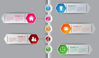 färgglad 5-stegs infografik vektor