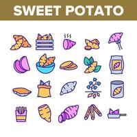 Süßkartoffel-Batata-Sammlungssymbole setzen Vektor