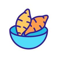 Süßkartoffel in Schüssel Symbol Vektor Umriss Illustration