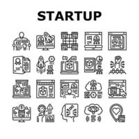 Startup-Geschäftsidee, die Ikonen startet, stellte Vektor ein