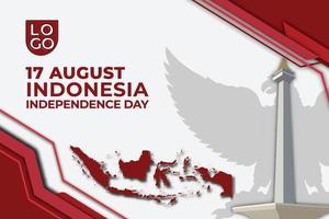 weiß 17. august indonesien unabhängigkeitstag 3d-vorlage hintergrund mit monas wahrzeichen indonesien karte und garuda vektor