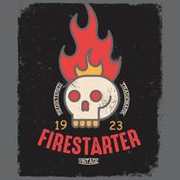 Feuerstarter. Vintage-T-Shirt-Druckdesign. Kann für T-Shirt-Druck, Tassendruck, Kissen, Modedruckdesign, Kinderbekleidung, Babyparty, Gruß und Postkarte verwendet werden. T-Shirt-Design vektor