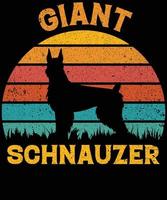 Sonnenuntergang-Silhouettegeschenke des lustigen riesigen Schnauzers Vintager retro wesentlicher T - Shirt des Hundeliebhaber-Hundeinhabers vektor