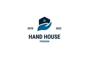 flache illustration der haus- und handlogo-designidee vektor