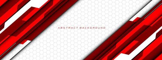 futuristische technologie des abstrakten roten weißen cyberschaltkreises geometrisch auf grauem hexagonmaschendesign moderner hintergrundvektor vektor
