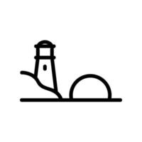 Sonnenuntergang Meer Leuchtturm Symbol Vektor Umriss Illustration