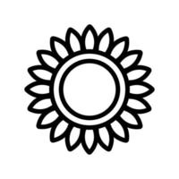 Sonnenblume gereift mit häufigen Blättern Symbol Vektor Umriss Illustration
