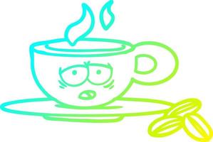 Kalte Gradientenlinie Zeichnung Cartoon Espressotasse vektor