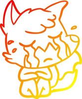 warme Gradientenlinie Zeichnung weinender Fuchs Cartoon vektor