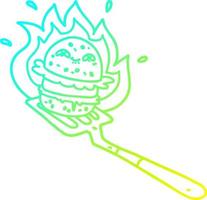 Kalte Gradientenlinie Zeichnung Cartoon Burger Kochen vektor