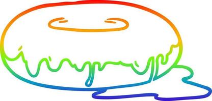 Regenbogen-Gradientenlinie Zeichnung Cartoon Donut vektor
