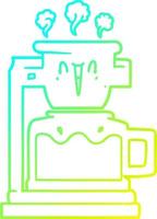 kalte Gradientenlinie Zeichnung dampfende heiße Kaffeekanne vektor