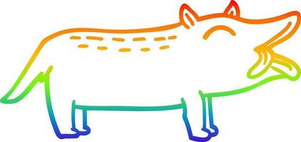 Regenbogen-Gradientenlinie Zeichnung Cartoon lustiger Hund vektor