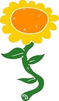 Cartoon-Sonnenblume im flachen Farbstil vektor