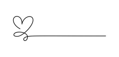 monoline handgezeichnetes herz und linie für text. Liebe Symbol Vektor Doodle Valentinstag Logo mit Platz für Ihren Text. dekor für grußkarte, hochzeit, etikett, fotoüberlagerung, t-shirt-druck, plakatdesign