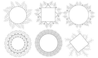 bearbeitbarer dekorativer handgezeichneter Vektorblumenkranz, grafisches Gestaltungselement der Kräuterlinie Kunst für Einladungen, Grußkarten, Zitatvektor vektor