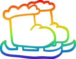 Regenbogen-Gradientenlinie, die Cartoon-Eislaufschuhe zeichnet vektor