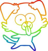 Regenbogengradientenlinie zeichnet Cartoon-Hund mit herausgestreckter Zunge vektor