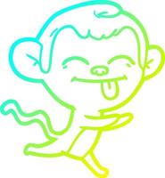 Kalte Gradientenlinie zeichnet lustigen Cartoon-Affen, der läuft vektor