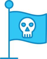 Piratenflaggenlinie blau gefüllt vektor