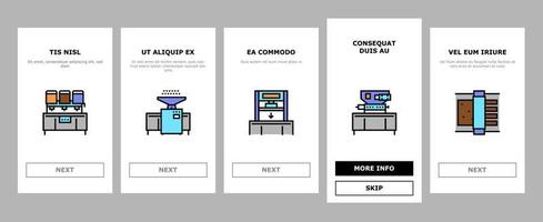 Onboarding-Symbole für die Schokoladenproduktion setzen Vektor