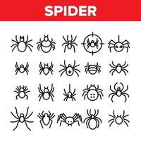 spindel siluett samling ikoner set vektor