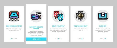 kino ansehen filmunterhaltung onboarding icons set vektor