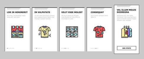 wäscheservice waschen kleidung onboarding icons set vektor