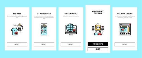 E-Commerce- und Online-Shopping-Onboarding-Symbole setzen Vektor