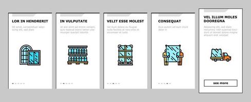 onboarding-ikonen der glasproduktionsanlage stellten vektor ein