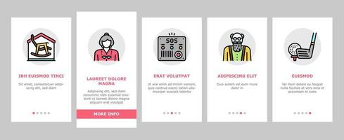 äldre människor vård onboarding ikoner som vektor