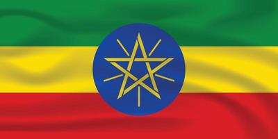Abbildung wehende Flagge von Äthiopien. realistischer Vektor der Äthiopien-Flagge. 3D-Flagge