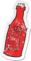 Retro-Distressed-Aufkleber einer Cartoon-Nachricht in der Flasche vektor