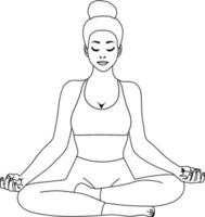 Yoga-Lotus-Pose. Skizze der Frau auf weißem Hintergrund