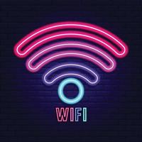 wifi mit neuester technologie und dekoriert mit funkelnden neon vektor