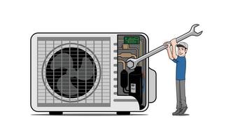 hvac-tjänst med karaktärsdesignillustration vektor