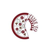 Zeit zum Pizza-Logo für Pizzeria, Pizzahaus vektor