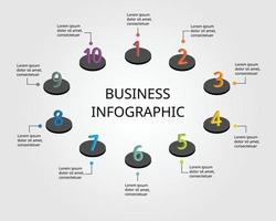 stegnummer diagrammall för infographic för presentation för 10 element vektor