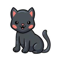 söt svart liten katt tecknad sitter vektor