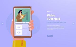 Online-Lernen mit Video-Tutorial-Konzept vektor