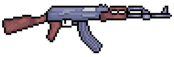 Pixelkunstgewehr ak 47. Schusswaffenvektorsymbol für 8-Bit-Spiel auf weißem Hintergrund vektor