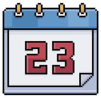 pixelkonstkalender med datum 23. dag 23. helgdag 23 vektorikon för 8-bitars spel på vit bakgrund vektor