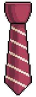 Pixel Art Krawatte gestreiftes Krawattenvektorsymbol für 8-Bit-Spiel auf weißem Hintergrund vektor